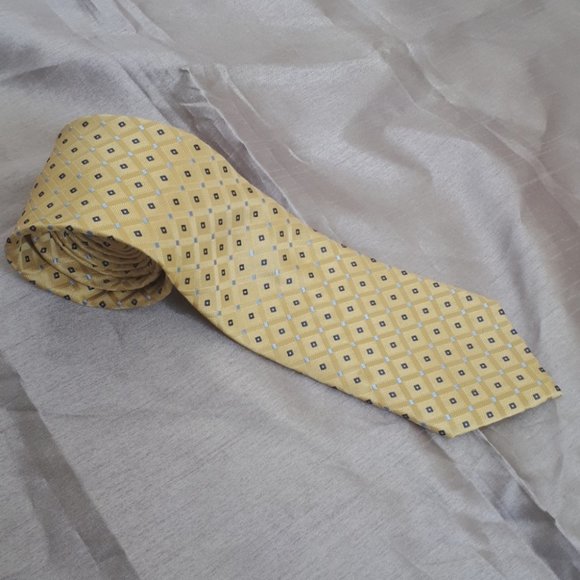 US POLO ASSN | Men's Geometric Neck Tie Blue Yellow - Picture 2 of 7